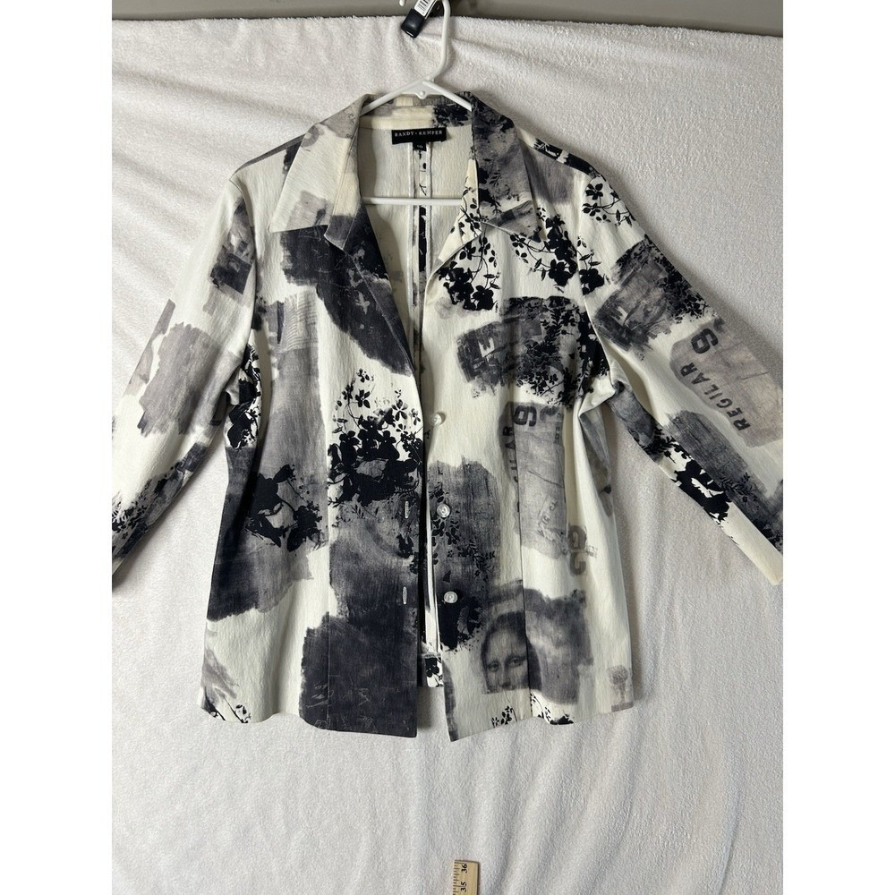 Vintage Randy Kemper Women's Mona Lisa Print Blazer Jacket Sz 14 Classic Jacket